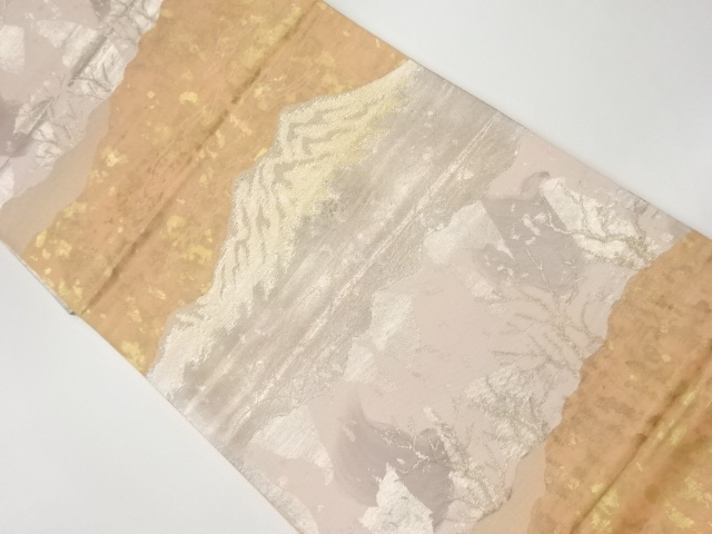 JAPANESE KIMONO / VINTAGE FUKURO OBI / WOVEN TREES & MOUNTAINS